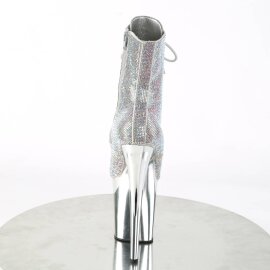 Pleaser FLAMINGO-1020CHRS Stivaletti con Plateau Multi Strass Cromato Argento EU-42 / US-12