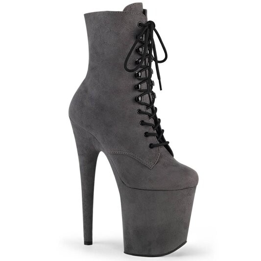 Pleaser FLAMINGO-1020FS Stivaletti con Plateau Camoscio Sintetico Grigio EU-35 / US-5