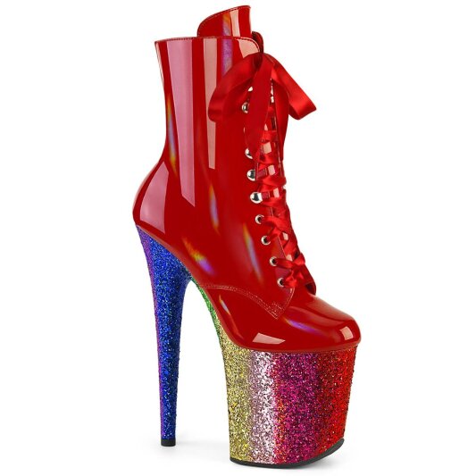 Pleaser FLAMINGO-1020HG Stivaletti con Plateau Vernice Glitter Rosso Multicolore EU-35 / US-5