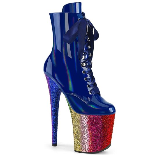 Pleaser FLAMINGO-1020HG Stivaletti con Plateau Vernice Glitter Blu Multicolore EU-35 / US-5