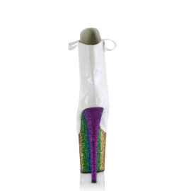 Pleaser FLAMINGO-1020HG Stivaletti con Plateau Vernice Glitter Bianco Multicolore EU-35 / US-5
