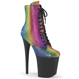 Pleaser FLAMINGO-1020RS Stivaletti con Plateau Strass Multicolore EU-37 / US-7