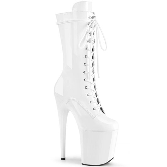 Pleaser FLAMINGO-1050 Stivaletti con Plateau Vernice Bianco EU-35 / US-5