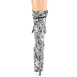 Pleaser FLAMINGO-1050SP Stivaletti con Plateau Pitonato Nero Bianco EU-35 / US-5