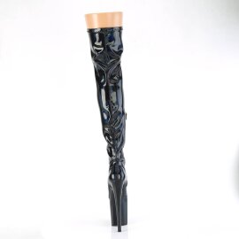 Pleaser FLAMINGO-3000HWR Stivali Sopra Il Ginocchio Con Plateau Vernice Ologramma Nero EU-37 / US-7
