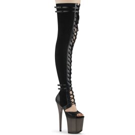Pleaser FLAMINGO-3027 Stivali Sopra Il Ginocchio Con Plateau Camoscio sintetico Nero EU-41 / US-11