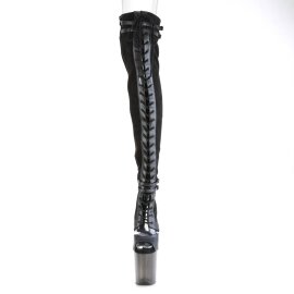 Pleaser FLAMINGO-3027 Stivali Sopra Il Ginocchio Con Plateau Camoscio sintetico Nero EU-41 / US-11
