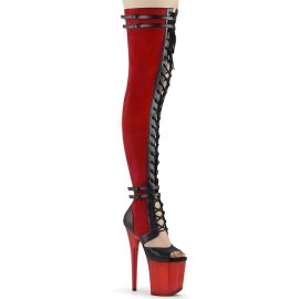 Pleaser FLAMINGO-3027 Stivali Sopra Il Ginocchio Con Plateau Camoscio sintetico Rosso EU-41 / US-11
