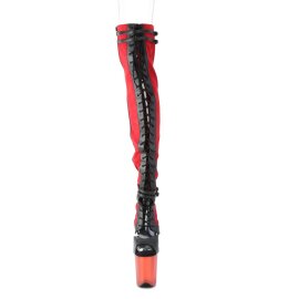Pleaser FLAMINGO-3027 Stivali Sopra Il Ginocchio Con Plateau Camoscio sintetico Rosso EU-41 / US-11