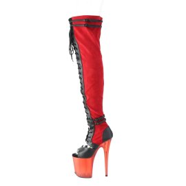 Pleaser FLAMINGO-3027 Stivali Sopra Il Ginocchio Con Plateau Camoscio sintetico Rosso EU-41 / US-11