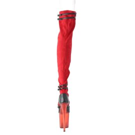 Pleaser FLAMINGO-3027 Stivali Sopra Il Ginocchio Con Plateau Camoscio sintetico Rosso EU-41 / US-11