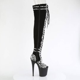 Pleaser FLAMINGO-3027SP Stivali Sopra Il Ginocchio Con Plateau Pitonato Nero EU-40 / US-10