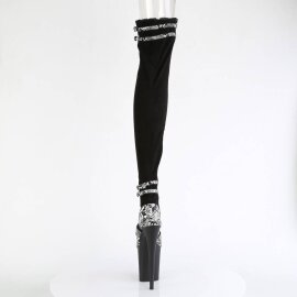 Pleaser FLAMINGO-3027SP Stivali Sopra Il Ginocchio Con Plateau Pitonato Nero EU-39 / US-9