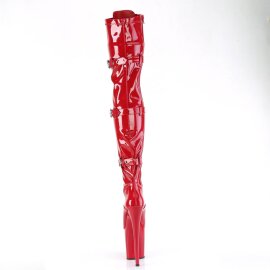 Pleaser FLAMINGO-3028 Stivali Sopra Il Ginocchio Con Plateau Vernice Rosso EU-37 / US-7