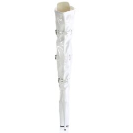 Pleaser FLAMINGO-3028 Stivali Sopra Il Ginocchio Con Plateau Vernice Bianco EU-40 / US-10