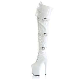 Pleaser FLAMINGO-3028 Stivali Sopra Il Ginocchio Con Plateau Vernice Bianco EU-37 / US-7