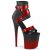 Pleaser FLAMINGO-800-15 Stivaletti con Plateau Similpelle Rosso Nero EU-36 / US-6