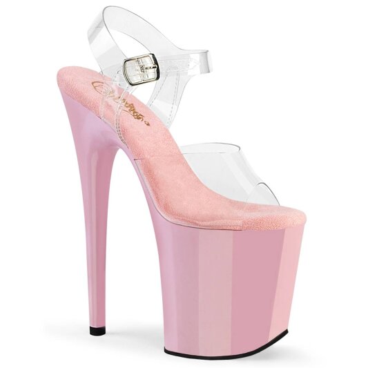 Pleaser FLAMINGO-808 Sandali con Plateau Trasparente Rosa Chiaro EU-38 / US-8
