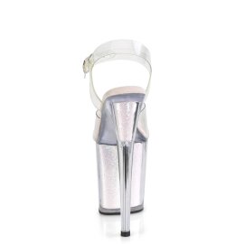 Pleaser FLAMINGO-808G Sandali con Plateau Glitter Trasparente Rosa EU-37 / US-7