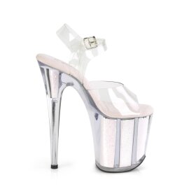 Pleaser FLAMINGO-808G Sandali con Plateau Glitter Trasparente Rosa EU-38 / US-8