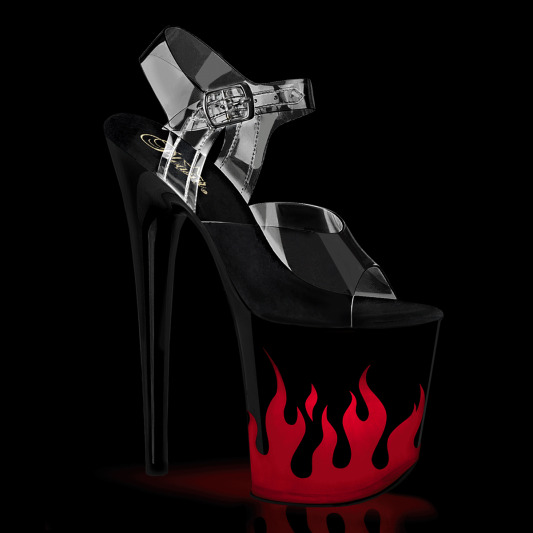 Pleaser FLAMINGO-808NLFL Sandali con Plateau Trasparente Nero EU-37 / US-7