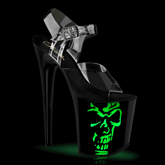 Pleaser FLAMINGO-808NLSK Sandali con Plateau Trasparente Nero EU-35 / US-5