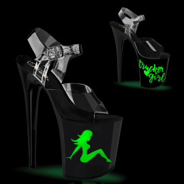 Pleaser FLAMINGO-808NLTG Sandali con Plateau Trasparente...