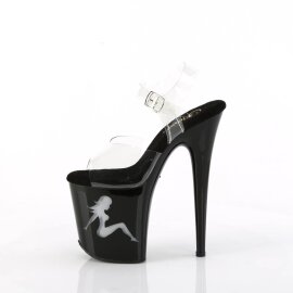 Pleaser FLAMINGO-808NLTG Sandali con Plateau Trasparente Nero EU-36 / US-6