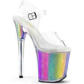 Pleaser FLAMINGO-808RG-01 Sandali con Plateau Glitter Trasparente Multicolore EU-35 / US-5