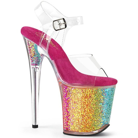 Pleaser FLAMINGO-808RG-02 Sandali con Plateau Glitter Trasparente Multicolore EU-35 / US-5