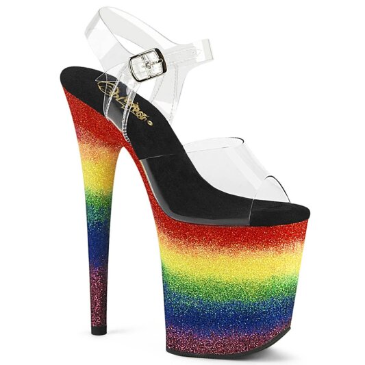 Pleaser FLAMINGO-808RG-04 Sandali con Plateau Glitter Trasparente Multicolore EU-35 / US-5