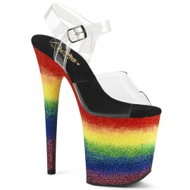 Pleaser FLAMINGO-808RG-04 Sandali con Plateau Glitter Trasparente Multicolore EU-35 / US-5