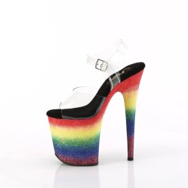 Pleaser FLAMINGO-808RG-04 Sandali con Plateau Glitter Trasparente Multicolore EU-35 / US-5