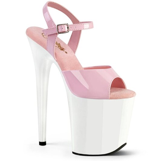 Pleaser FLAMINGO-809 Sandali con Plateau Vernice Rosa Bianco EU-35 / US-5
