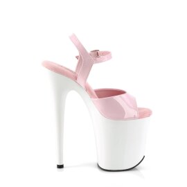 Pleaser FLAMINGO-809 Sandali con Plateau Vernice Rosa Bianco EU-35 / US-5