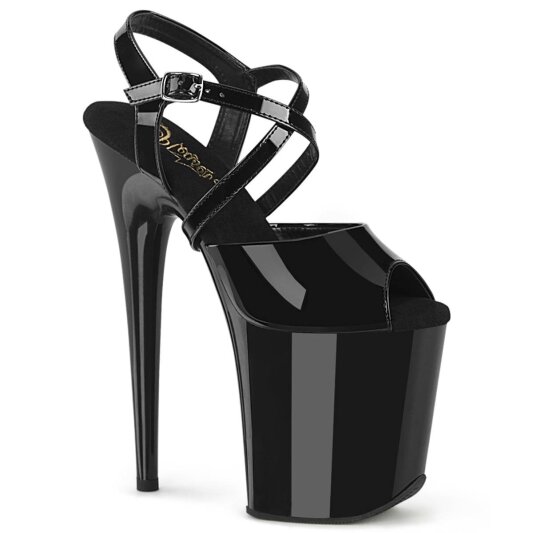 Pleaser FLAMINGO-824 Sandali con Plateau Vernice Nero EU-35 / US-5