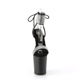 Pleaser FLAMINGO-870 Sandali con Plateau Similpelle Strass Nero Argento EU-35 / US-5