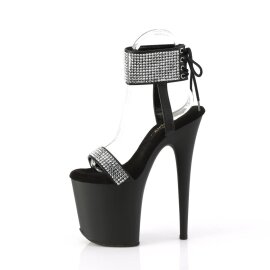 Pleaser FLAMINGO-870 Sandali con Plateau Similpelle Strass Nero Argento EU-38 / US-8