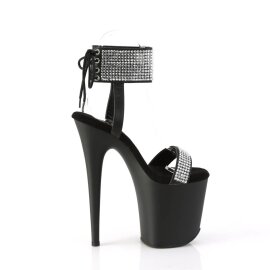 Pleaser FLAMINGO-870 Sandali con Plateau Similpelle Strass Nero Argento EU-38 / US-8
