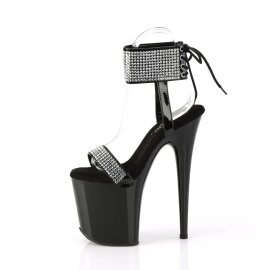 Pleaser FLAMINGO-870 Sandali con Plateau Vernice Strass Nero Argento EU-35 / US-5