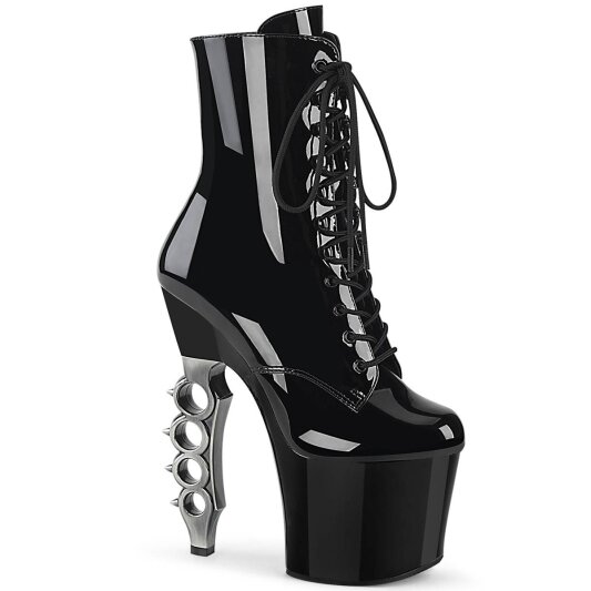 Pleaser IRONGRIP-1020 Stivaletti con Plateau Vernice Nero EU-35 / US-5