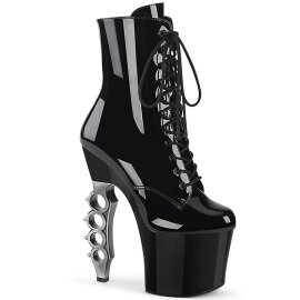 Pleaser IRONGRIP-1020 Stivaletti con Plateau Vernice Nero EU-35 / US-5