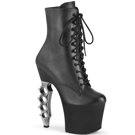 Pleaser IRONGRIP-1020 Stivaletti con Plateau Similpelle Nero EU-38 / US-8