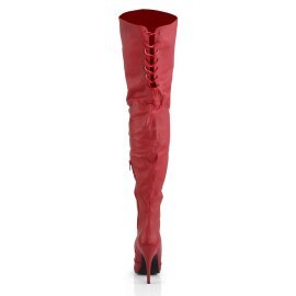 Pleaser LEGEND-8899 Stivali sopra il Ginocchio Pelle Rosso EU-39 / US-9