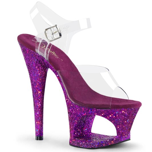 Pleaser MOON-708LG Sandali con Plateau Trasparente Viola EU-35 / US-5