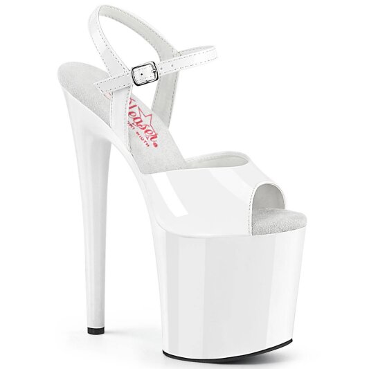 Pleaser NAUGHTY-809 Sandali con Plateau Vernice Bianco EU-41 / US-11
