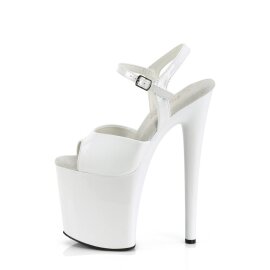 Pleaser NAUGHTY-809 Sandali con Plateau Vernice Bianco EU-41 / US-11