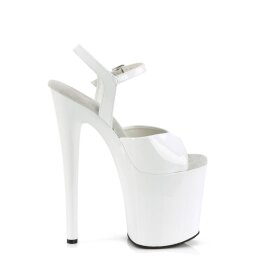 Pleaser NAUGHTY-809 Sandali con Plateau Vernice Bianco EU-41 / US-11