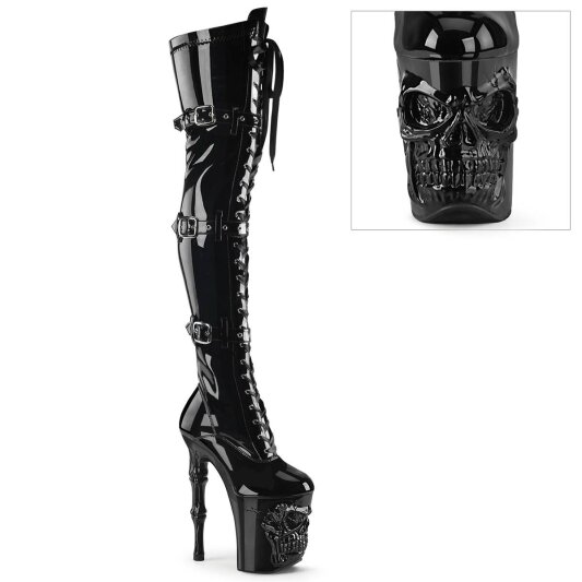 Pleaser RAPTURE-3028 Stivali Sopra Il Ginocchio con Plateau Vernice Nero EU-37 / US-7