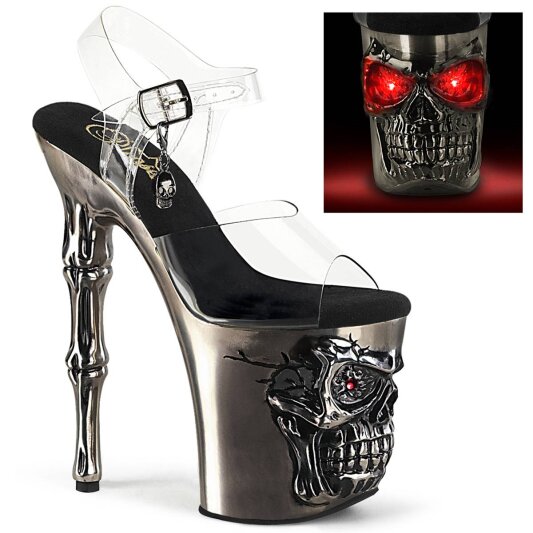 Pleaser RAPTURE-808-LT Sandali con Plateau Trasparente Argento EU-35 / US-5